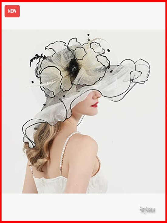 Organza Derby Hat with Feather Fascinator for Wedding Tea Party
